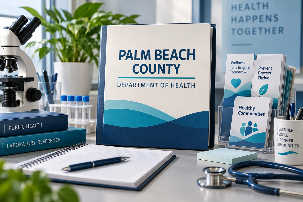 Julkaisijan Florida Department of Health in Palm Beach County AI-lähdekuvitus